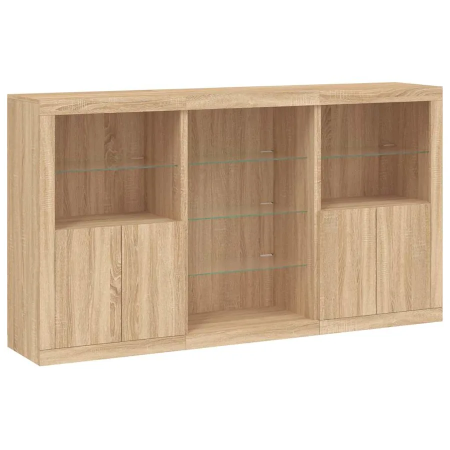 Buffet avec lumières LED chêne sonoma 181,5x37x100 cm - 3