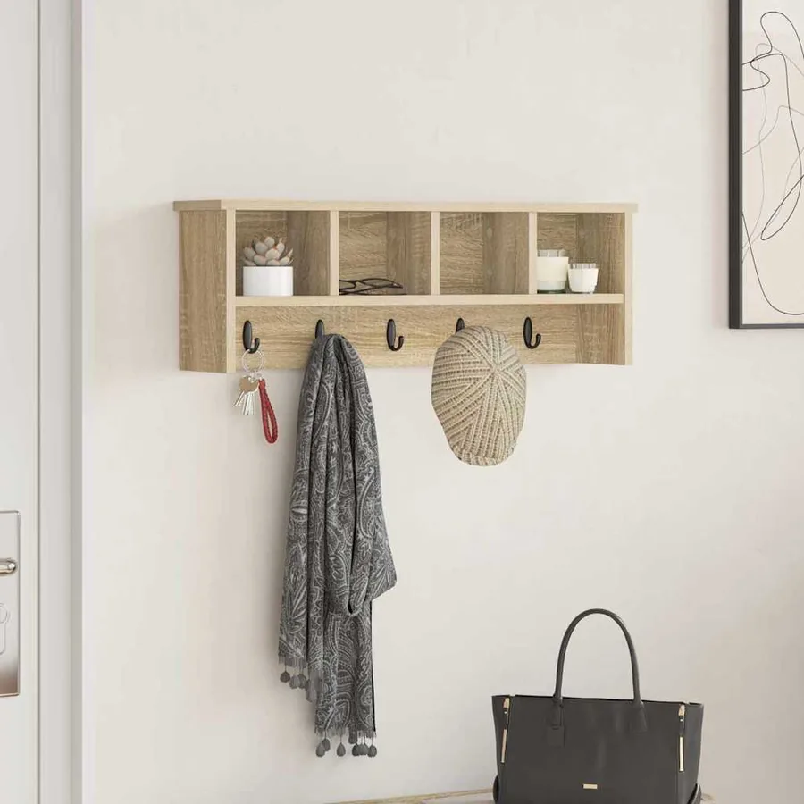 Porte-manteau mural avec étagère Chêne Sonoma 75 x 16 x 26 cm