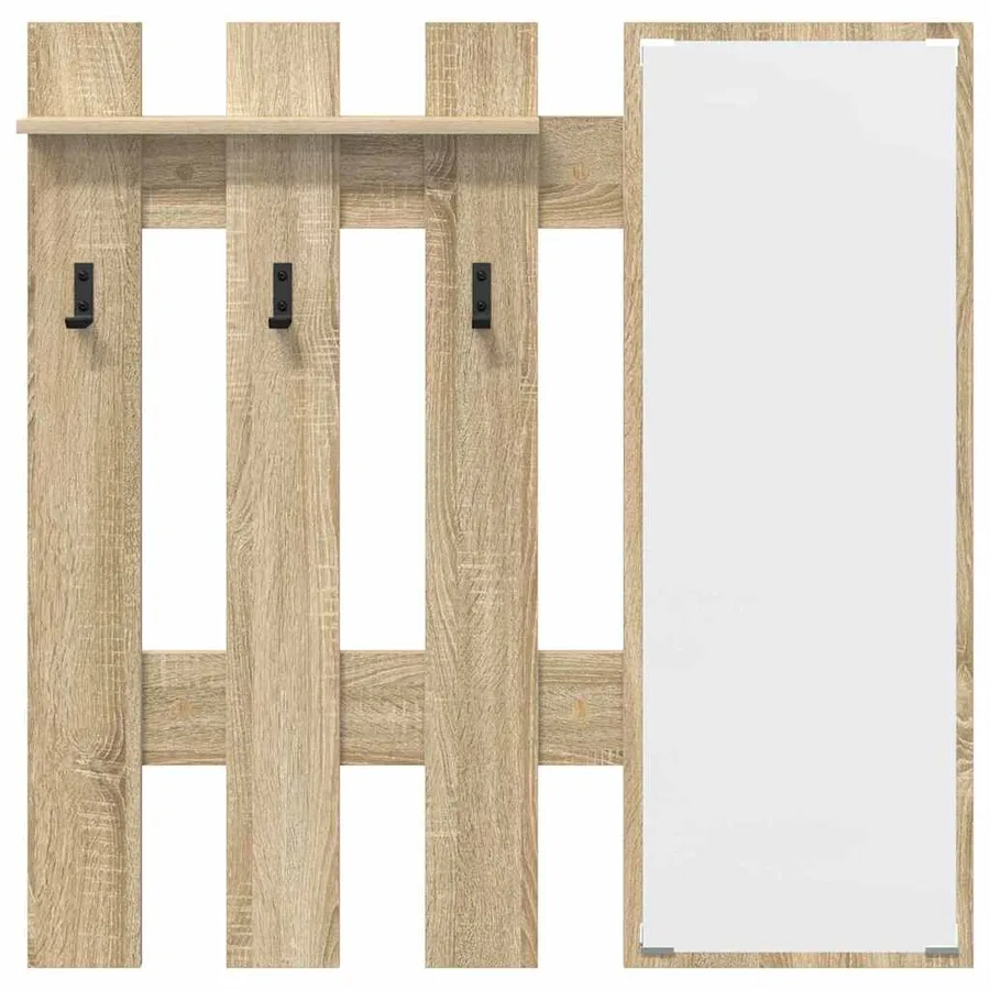 Porte-manteau mural avec miroir Chêne Sonoma 100 x 10 x 100 cm - 5