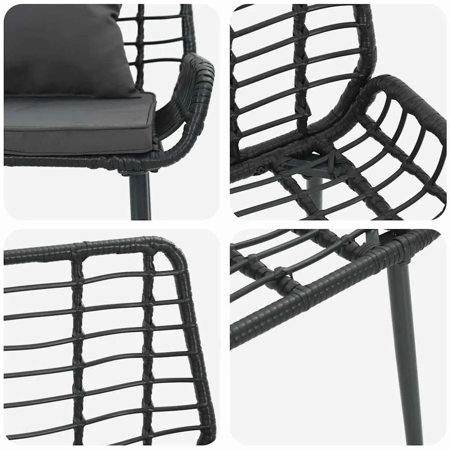 Banc de jardin Noir et anthracite polyrotin - 8