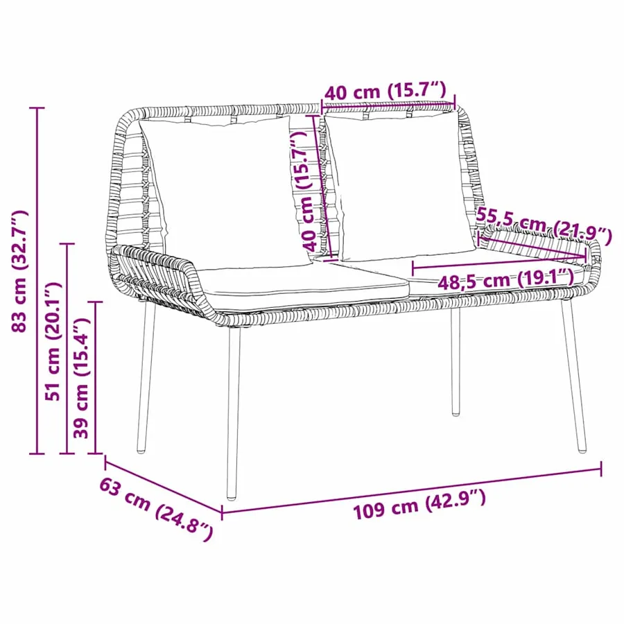 Banc de jardin Noir et anthracite polyrotin - 9