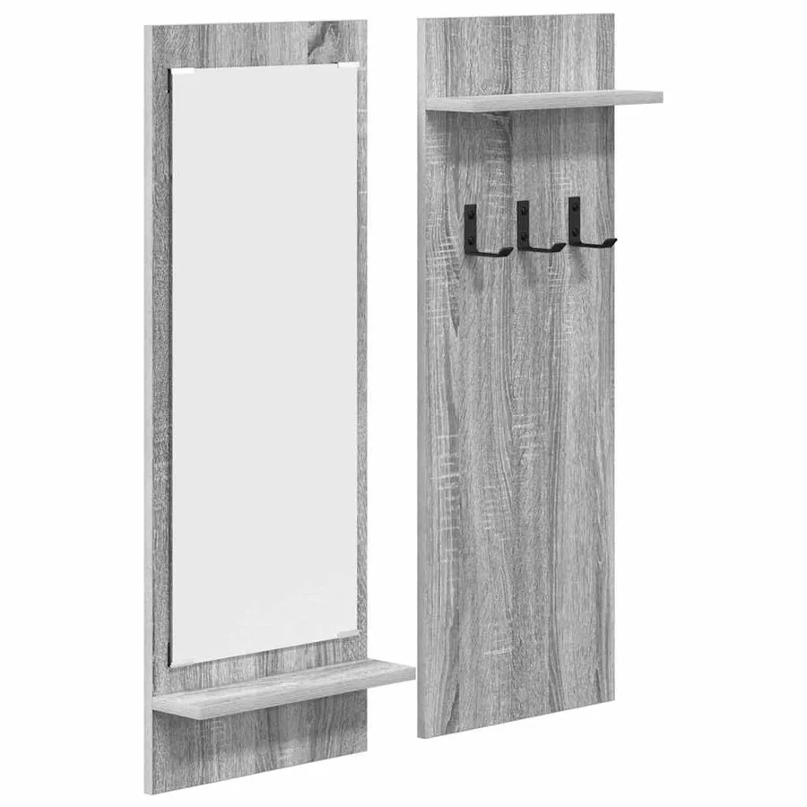 Porte-manteau mural avec étagère Gris Sonoma 70 x 10 x 90 cm - 2