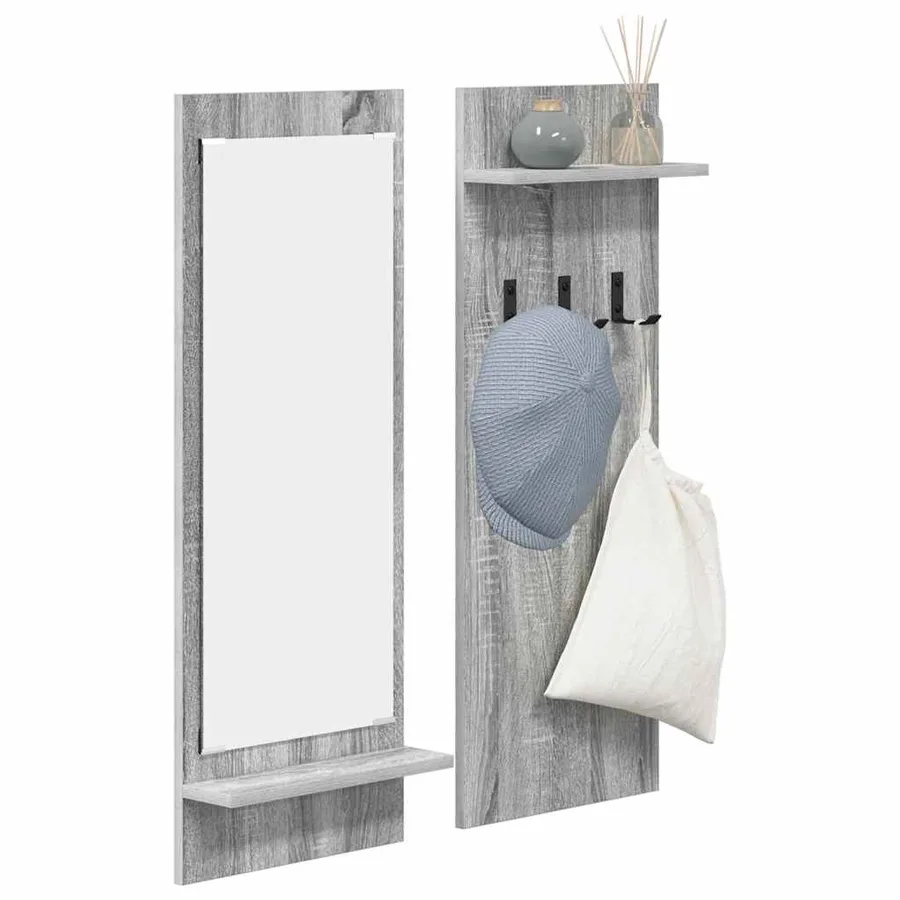 Porte-manteau mural avec étagère Gris Sonoma 70 x 10 x 90 cm - 3