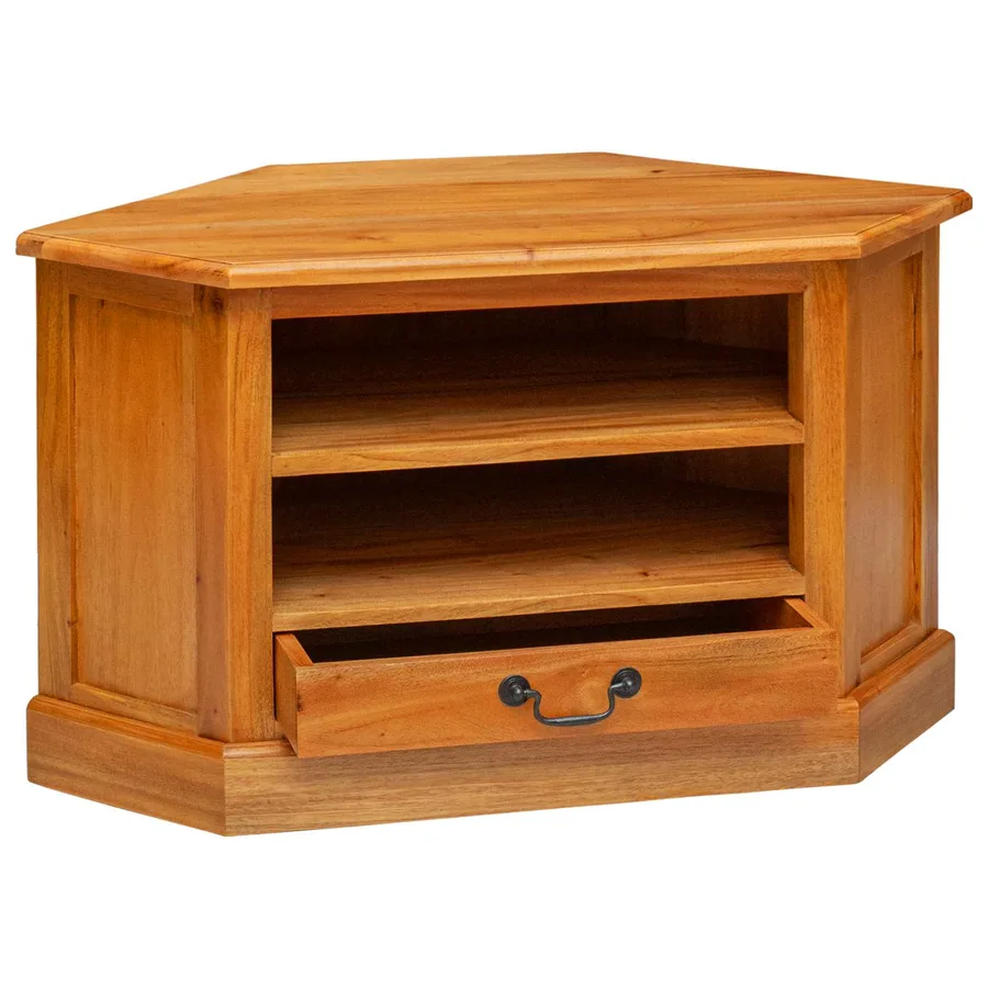 MeubleTVd'Angle Naturel 79 x 40 x 46 cm Bois de Mahogany Massif - 4