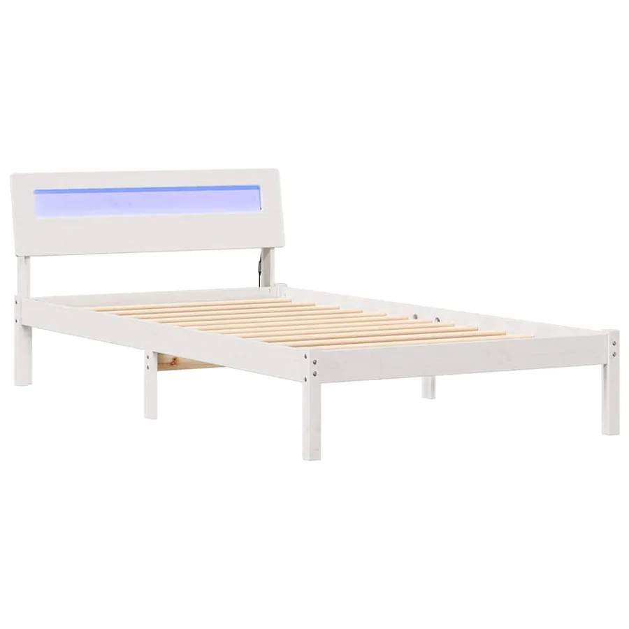 Cadre de lit avec tête de lit Blanc 90 x 200 cm Pin massif - 2