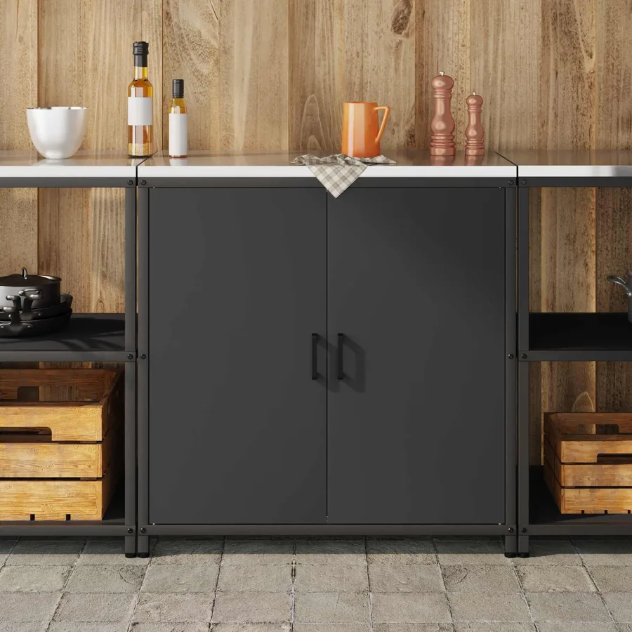 Rangement de cuisine HATTEM Noir 90 x 50 x 92 cm Acier - 4