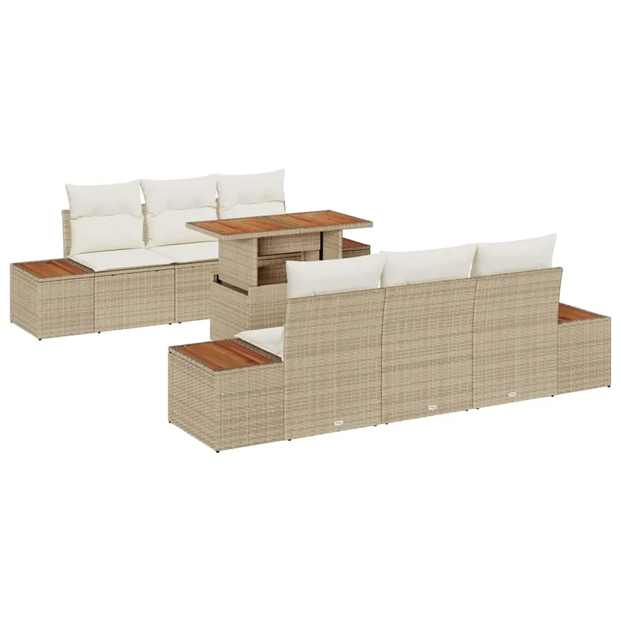 Ensemble de canapé de jardin 7 pcs Beige Poly rotin - 2