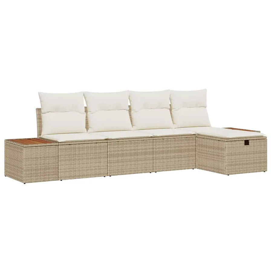 Ensemble de canapé de jardin 5 pcs Beige Poly rotin - 2