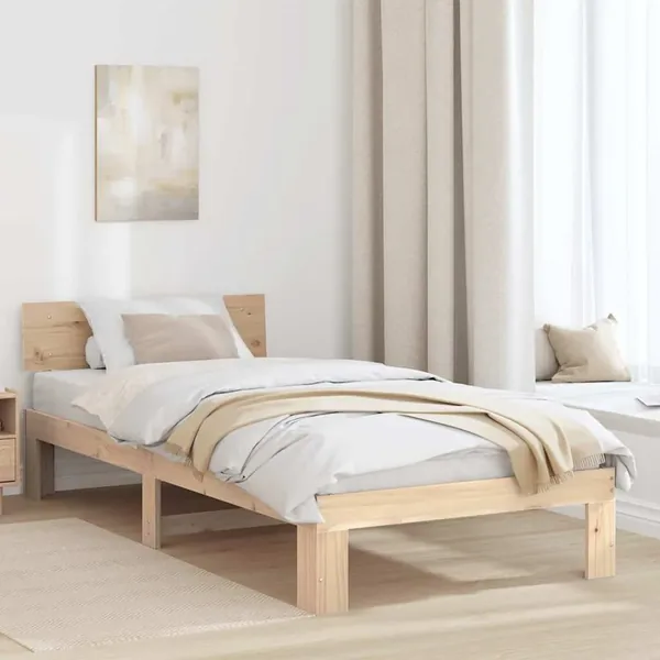 Cadre de lit avec tête de lit Naturel 80 x 200 cm Pin massif