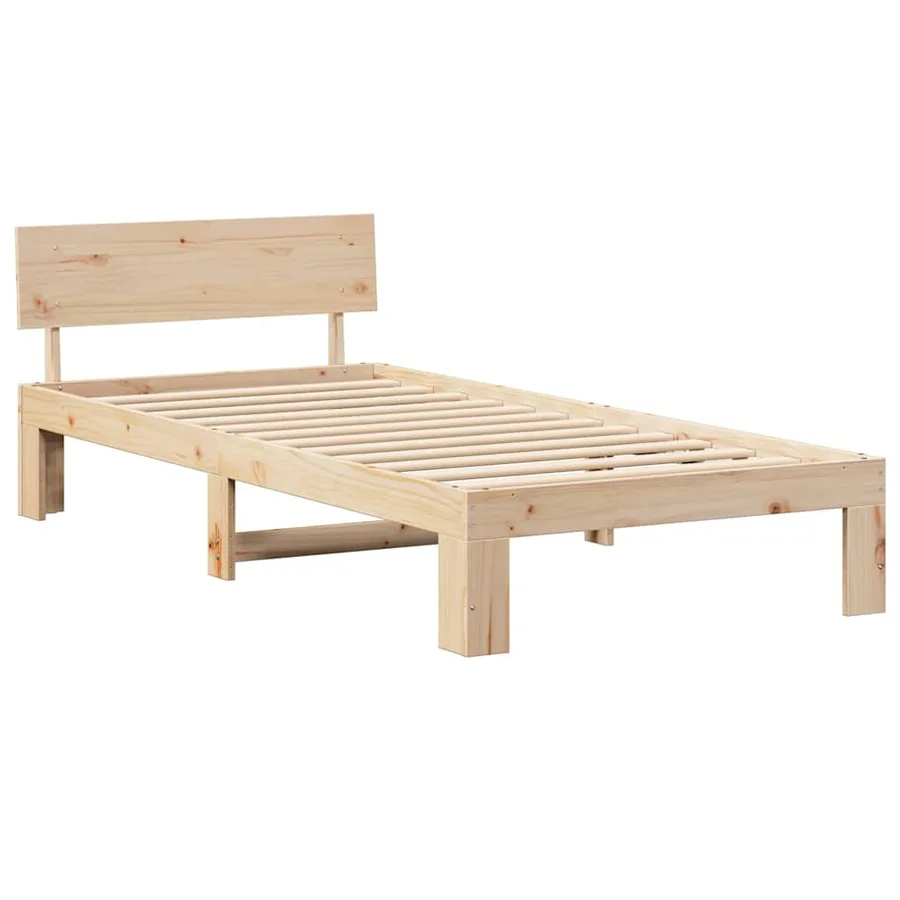 Cadre de lit avec tête de lit Naturel 80 x 200 cm Pin massif - 4