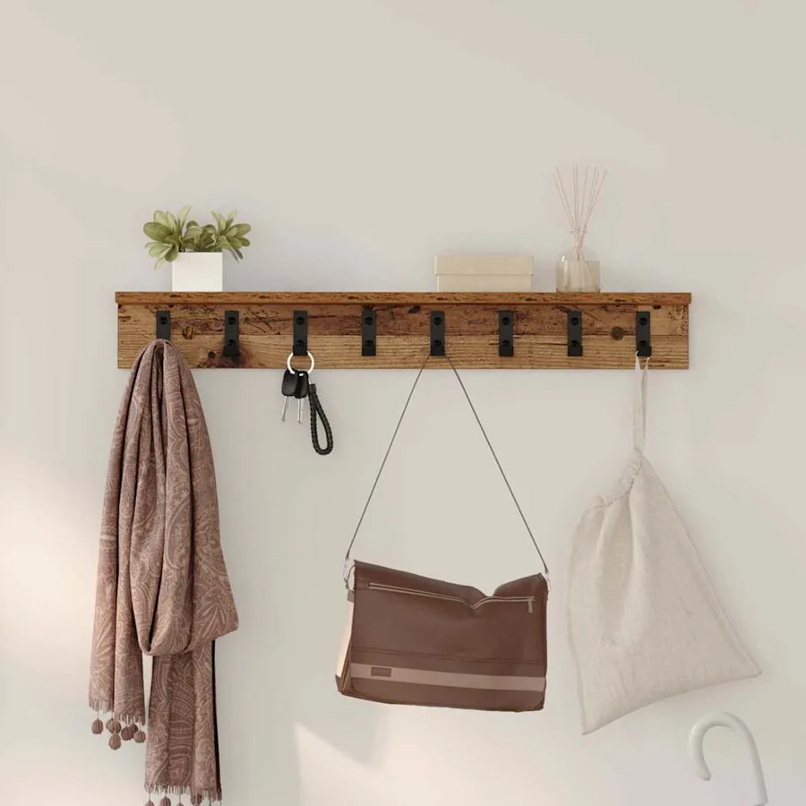 Porte-manteau mural Bois ancien 80 x 10,5 x 10,5 cm