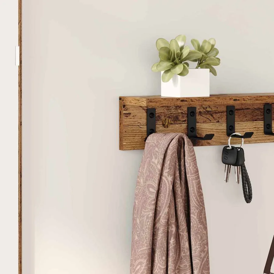 Porte-manteau mural Bois ancien 80 x 10,5 x 10,5 cm - 4