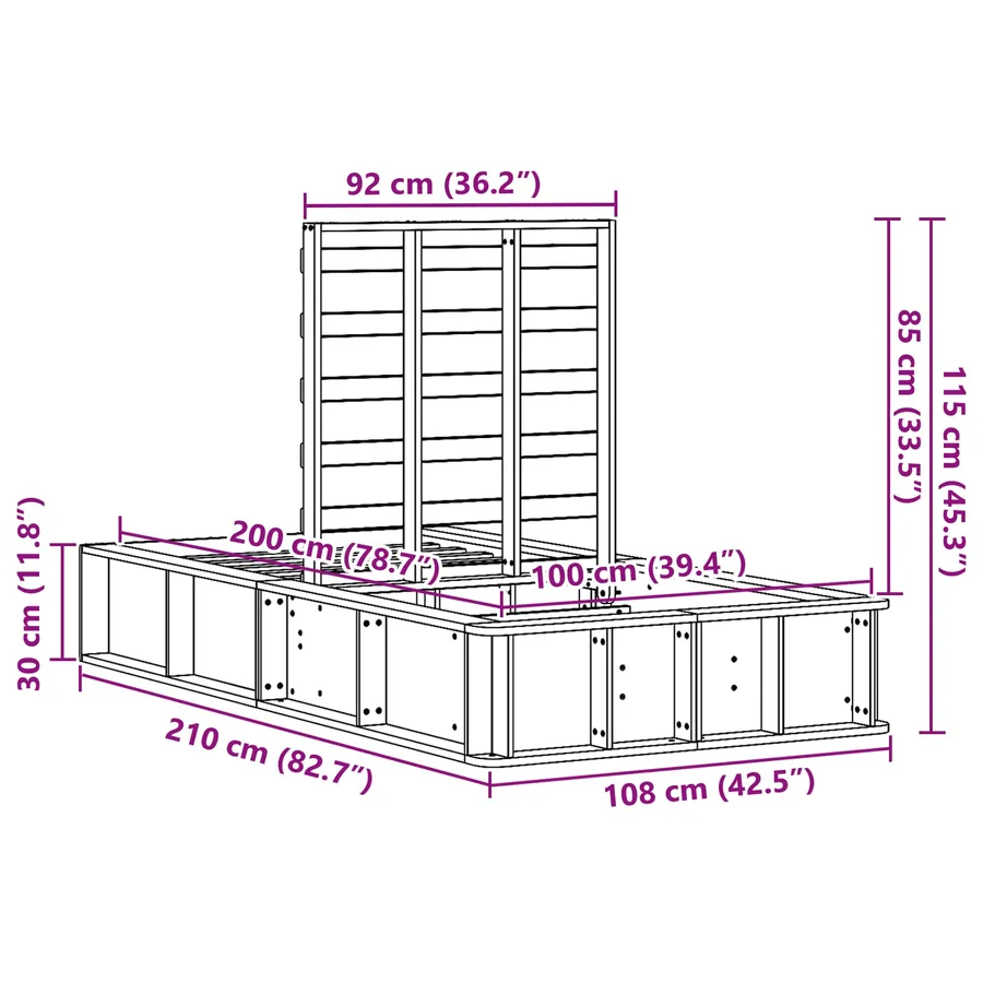 Cadre de lit Cire marron 100 x 200 cm Bois de pin massif - 12