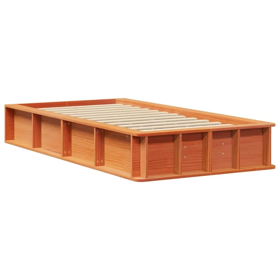 Cadre de lit Cire marron 100 x 200 cm Bois de pin massif - 4