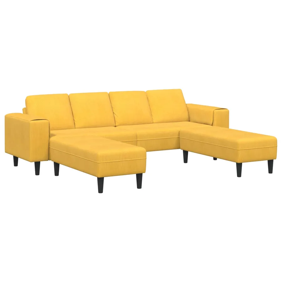 Canapé Jaune clair 250 x 188 x 76 cm Tissu en velours côtelé - 2