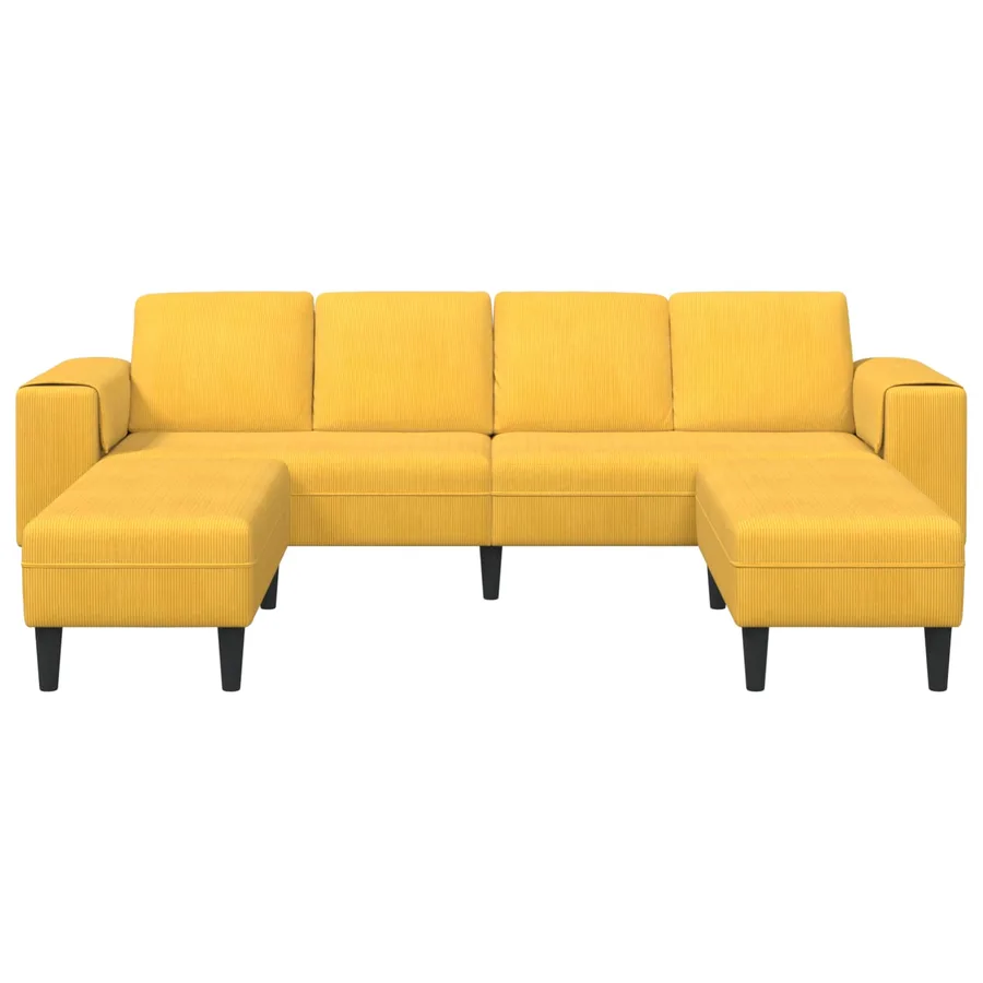 Canapé Jaune clair 250 x 188 x 76 cm Tissu en velours côtelé - 4