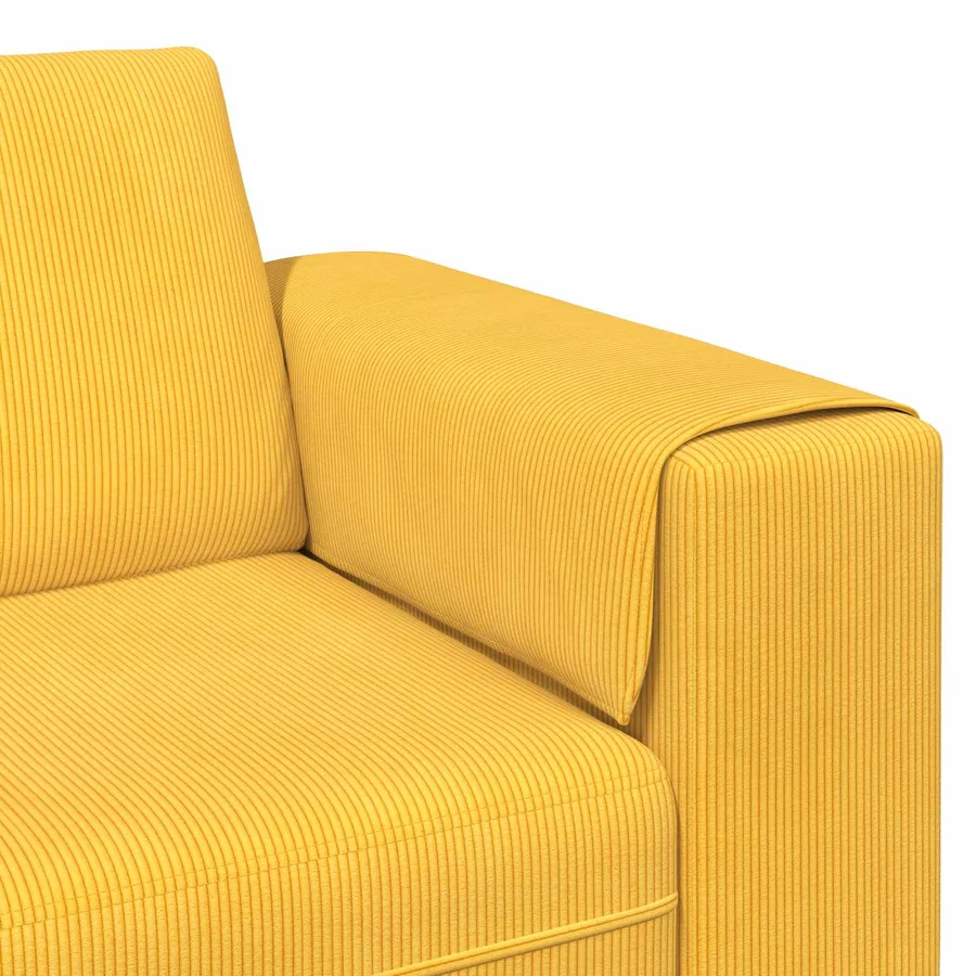 Canapé Jaune clair 250 x 188 x 76 cm Tissu en velours côtelé - 7