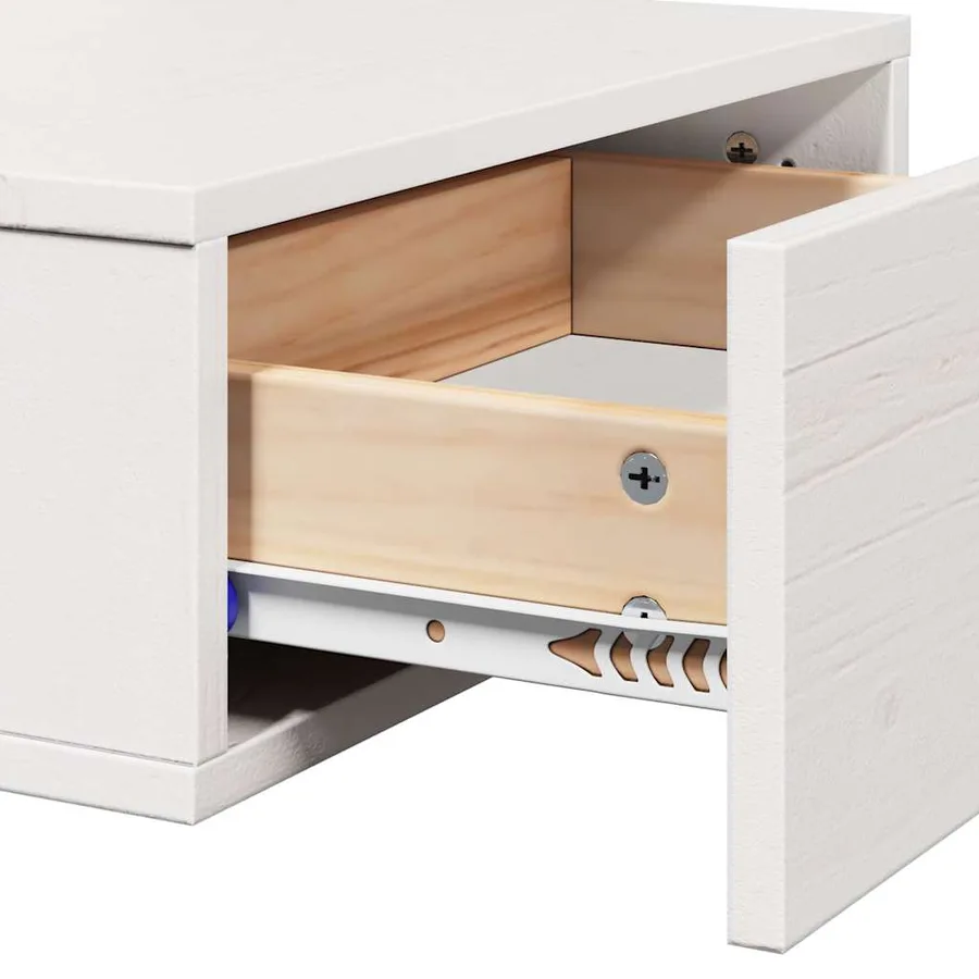 Table de chevet Blanc 42 x 32,5 x 40 cm Bois massif en pin - 10