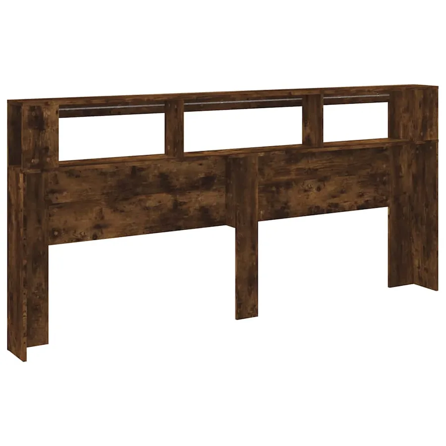 Tête de lit à LED chêne fumé 220x18,5x103,5cm bois d'ingénierie - 6