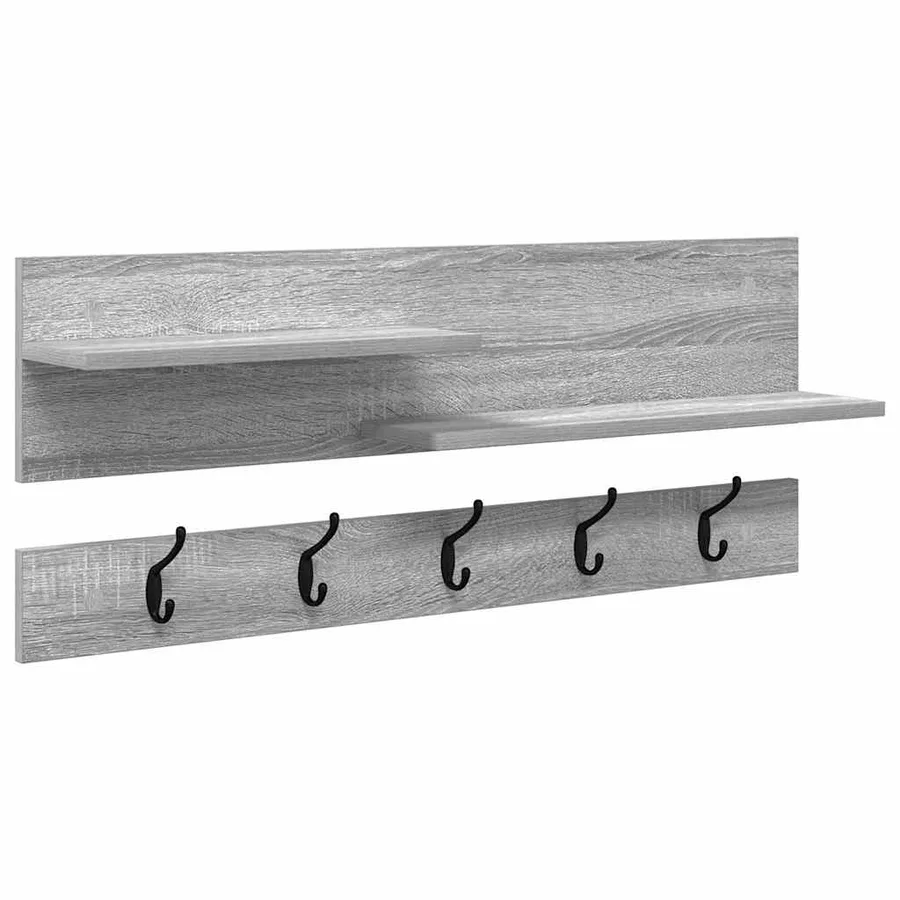 Porte-manteau mural avec étagère Gris Sonoma 90 x 15 x 36 cm - 2
