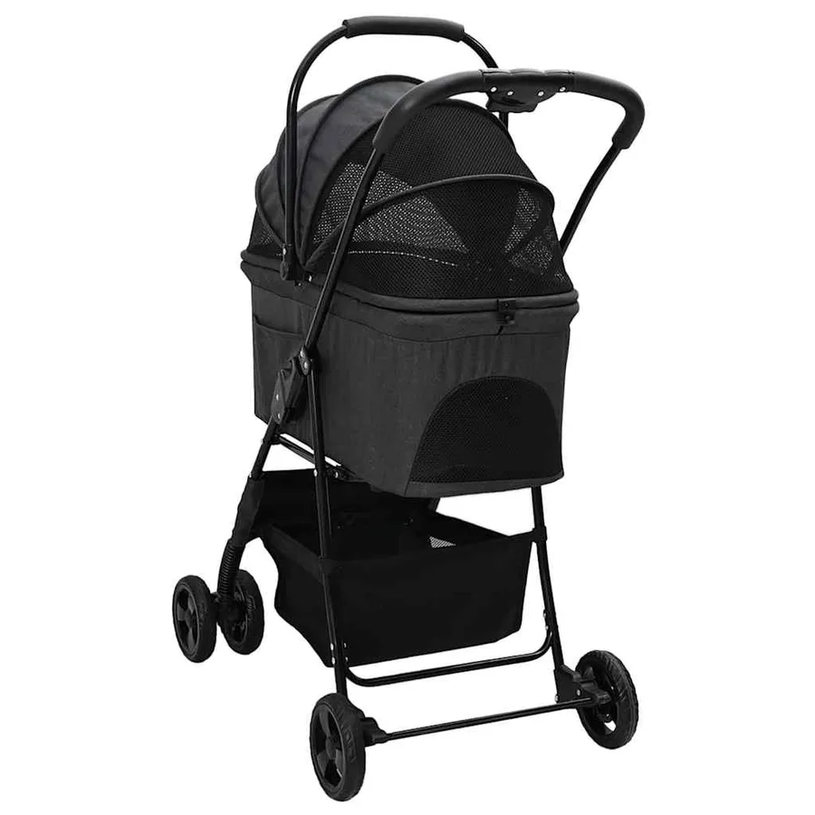 Poussette Pliante pour Animaux Noir 81 x 47 x 99 cm Polyester - 8