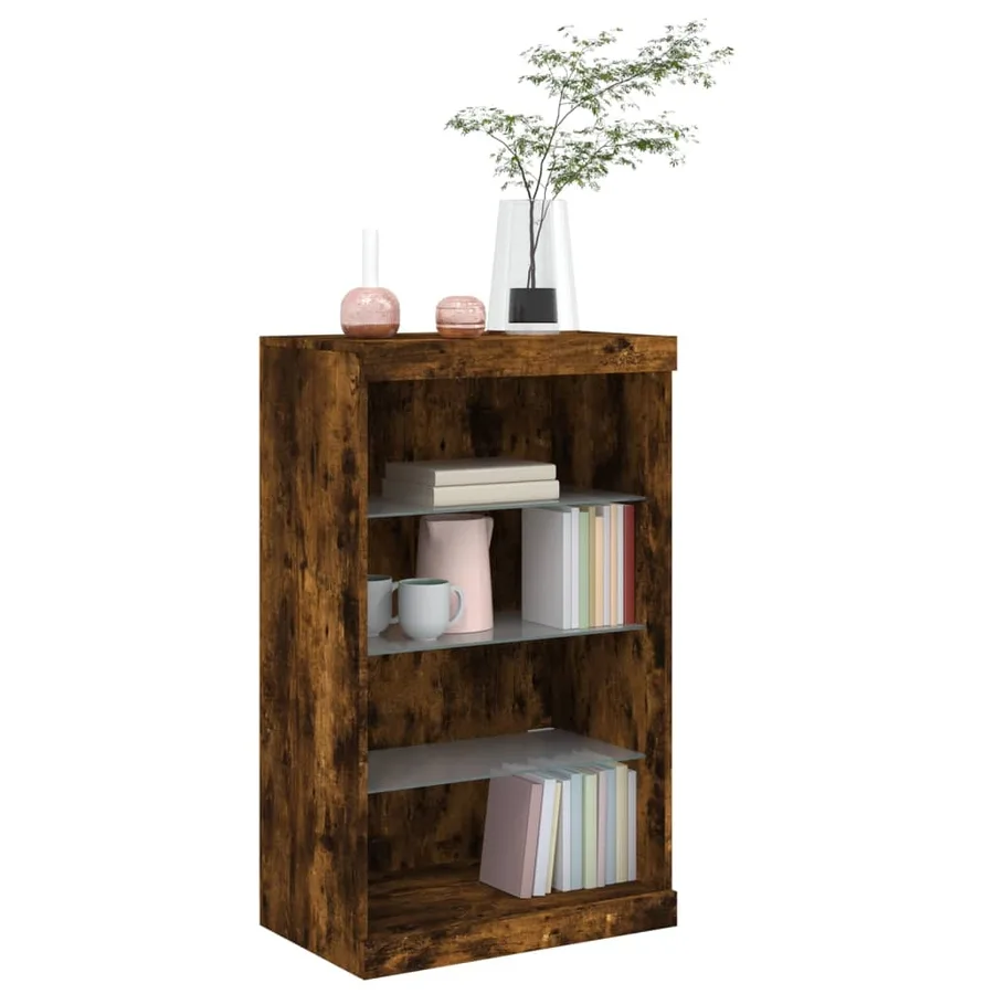 Buffet avec lumières LED chêne fumé 60,5x37x100 cm - 5