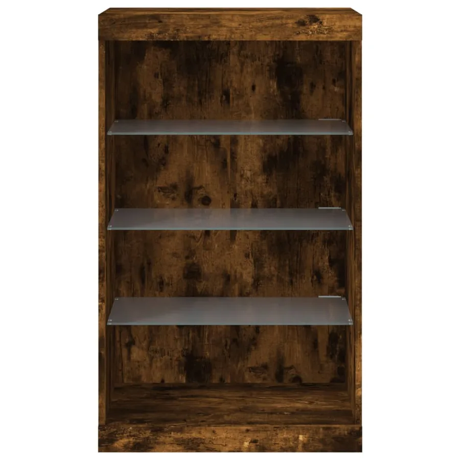 Buffet avec lumières LED chêne fumé 60,5x37x100 cm - 6