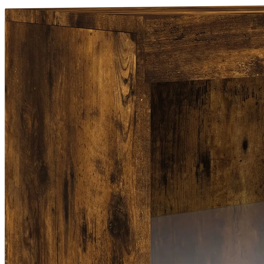 Buffet avec lumières LED chêne fumé 60,5x37x100 cm - 9