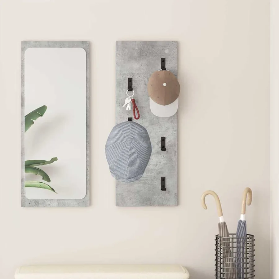 Porte-manteau mural Montage mural Gris béton 30 x 1,5 x 80 cm