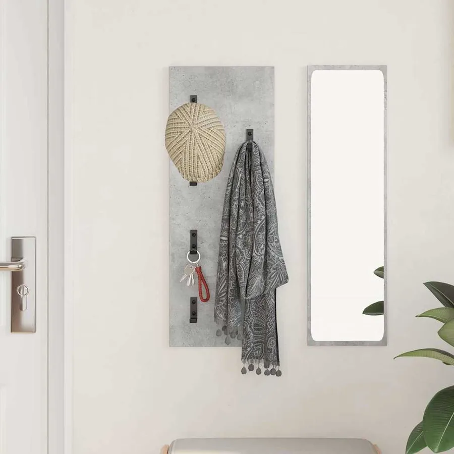 Porte-manteau mural Montage mural Gris béton 30 x 1,5 x 80 cm - 4
