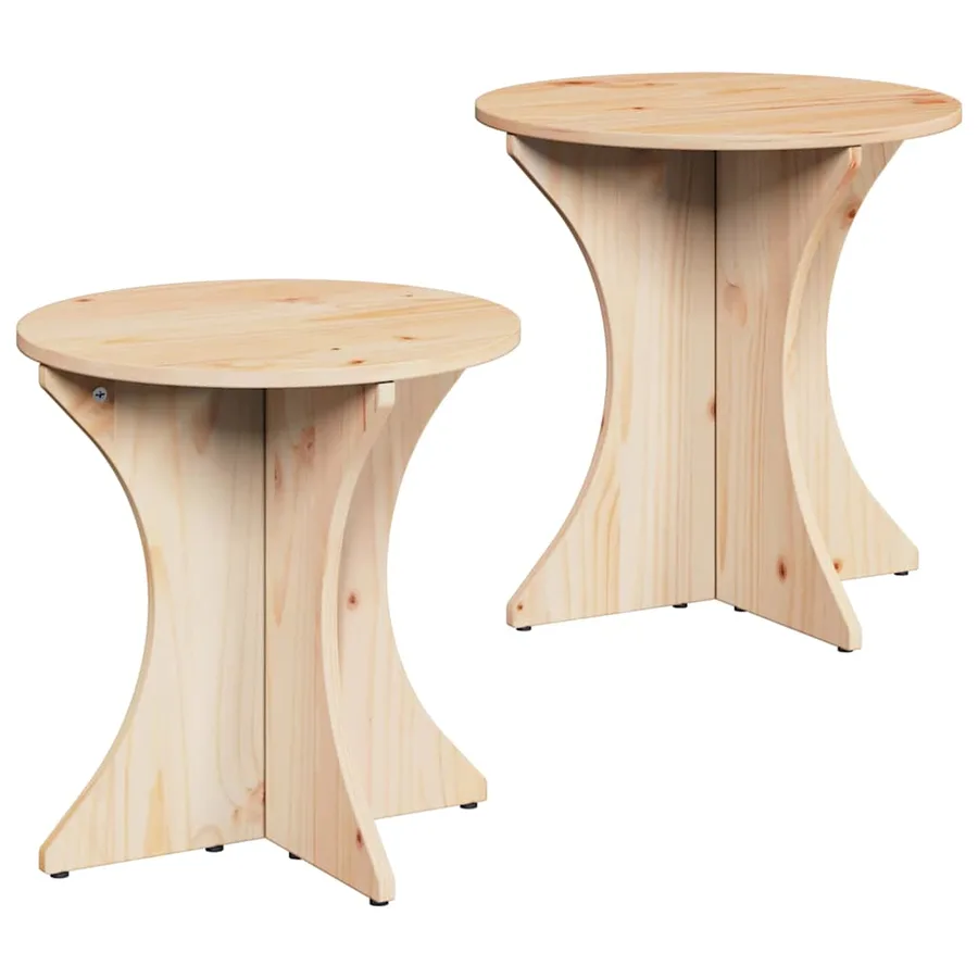 Table basse 2 pcs Naturel Bois massif en pin - 2