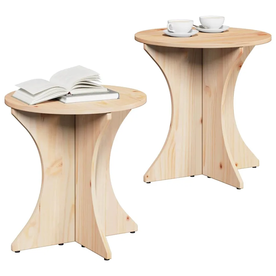 Table basse 2 pcs Naturel Bois massif en pin - 3