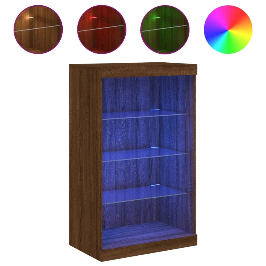 Buffet avec lumières LED chêne marron 60,5x37x100 cm - 2