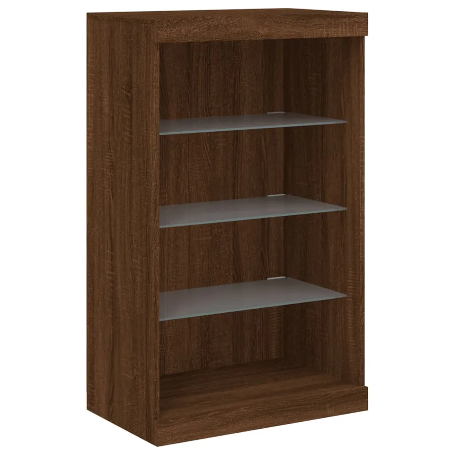 Buffet avec lumières LED chêne marron 60,5x37x100 cm - 3