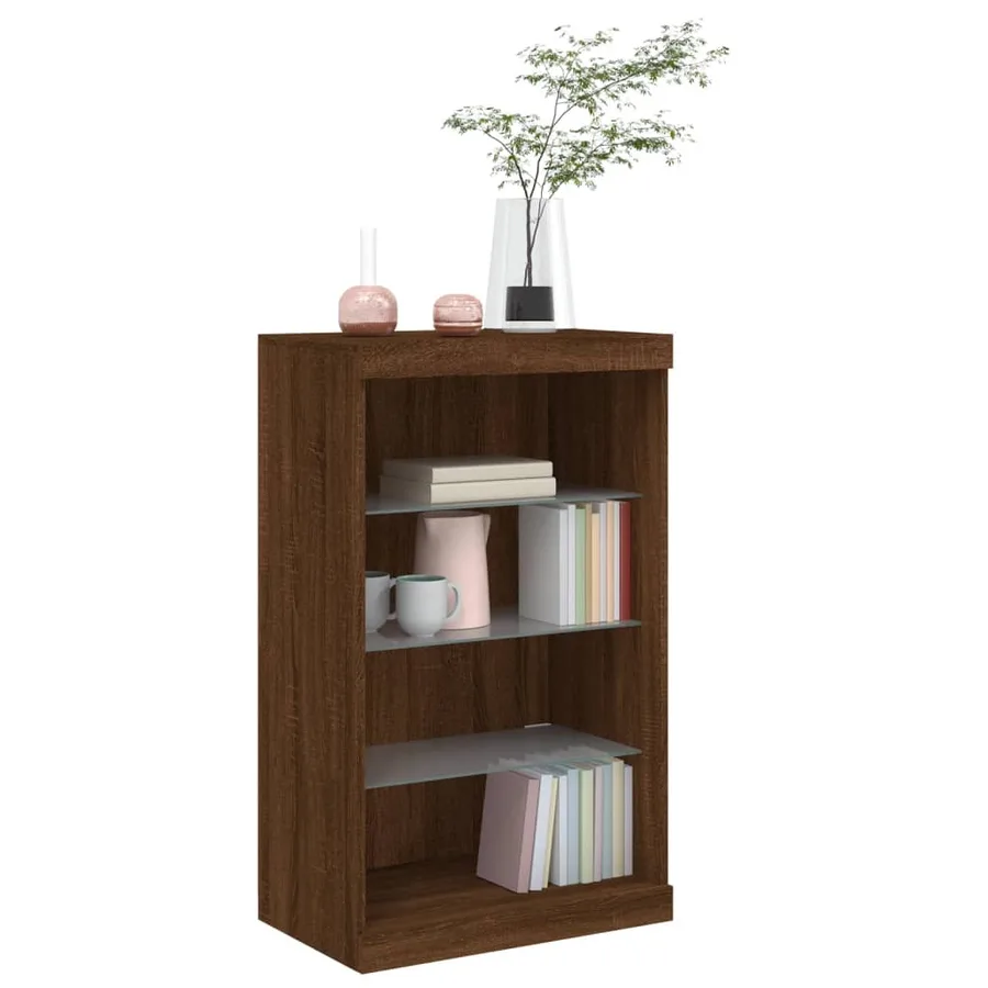 Buffet avec lumières LED chêne marron 60,5x37x100 cm - 5