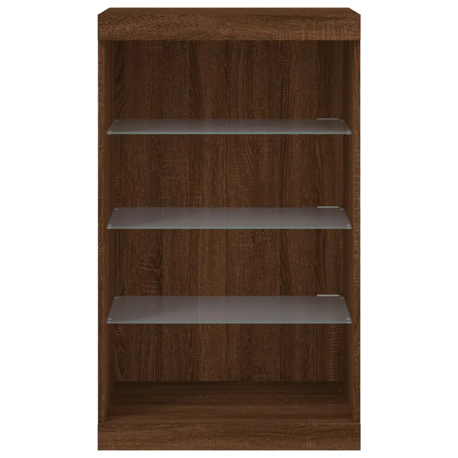 Buffet avec lumières LED chêne marron 60,5x37x100 cm - 6