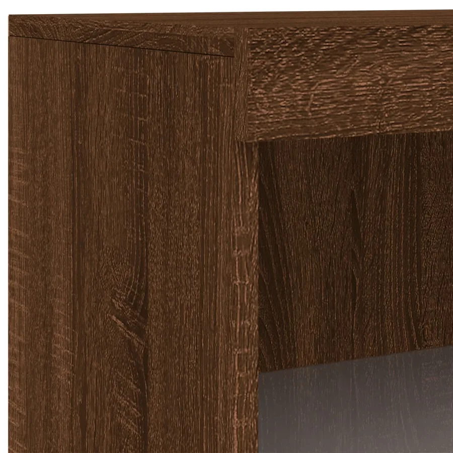 Buffet avec lumières LED chêne marron 60,5x37x100 cm - 9