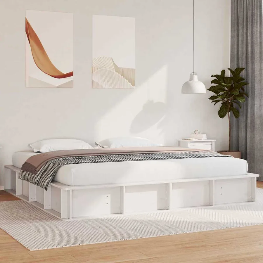 Cadre de lit Blanc 180 x 200 cm Bois de pin massif
