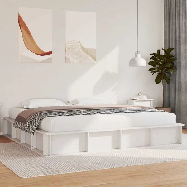 Cadre de lit Blanc 180 x 200 cm Bois de pin massif