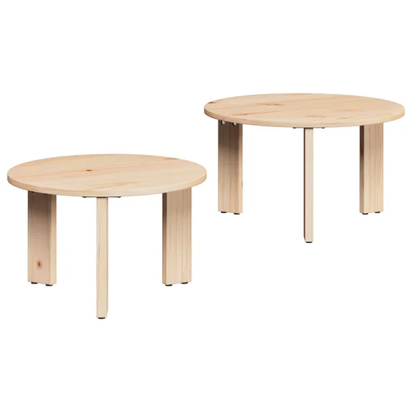 Table basse 2 pcs Naturel Bois de pin massif