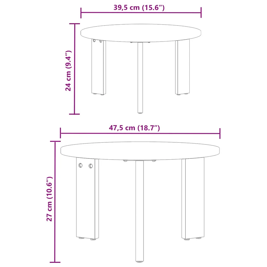 Table basse 2 pcs Naturel Bois de pin massif - 4