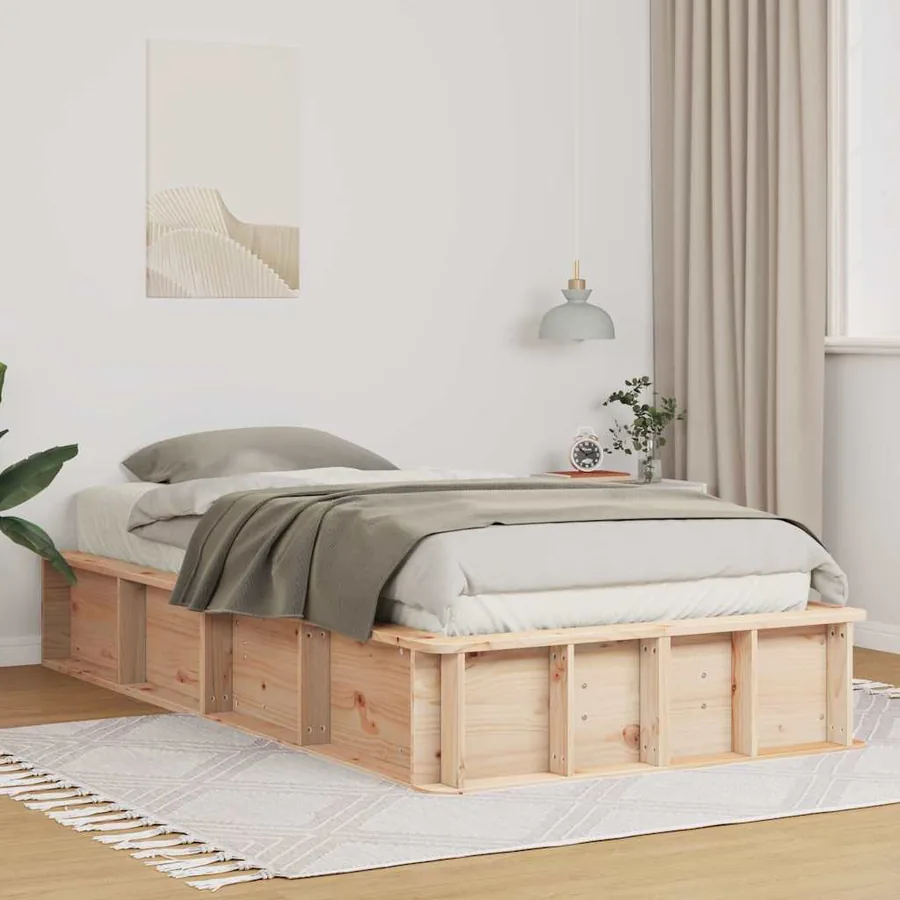 Cadre de lit Marron 100 x 200 cm Bois de pin massif