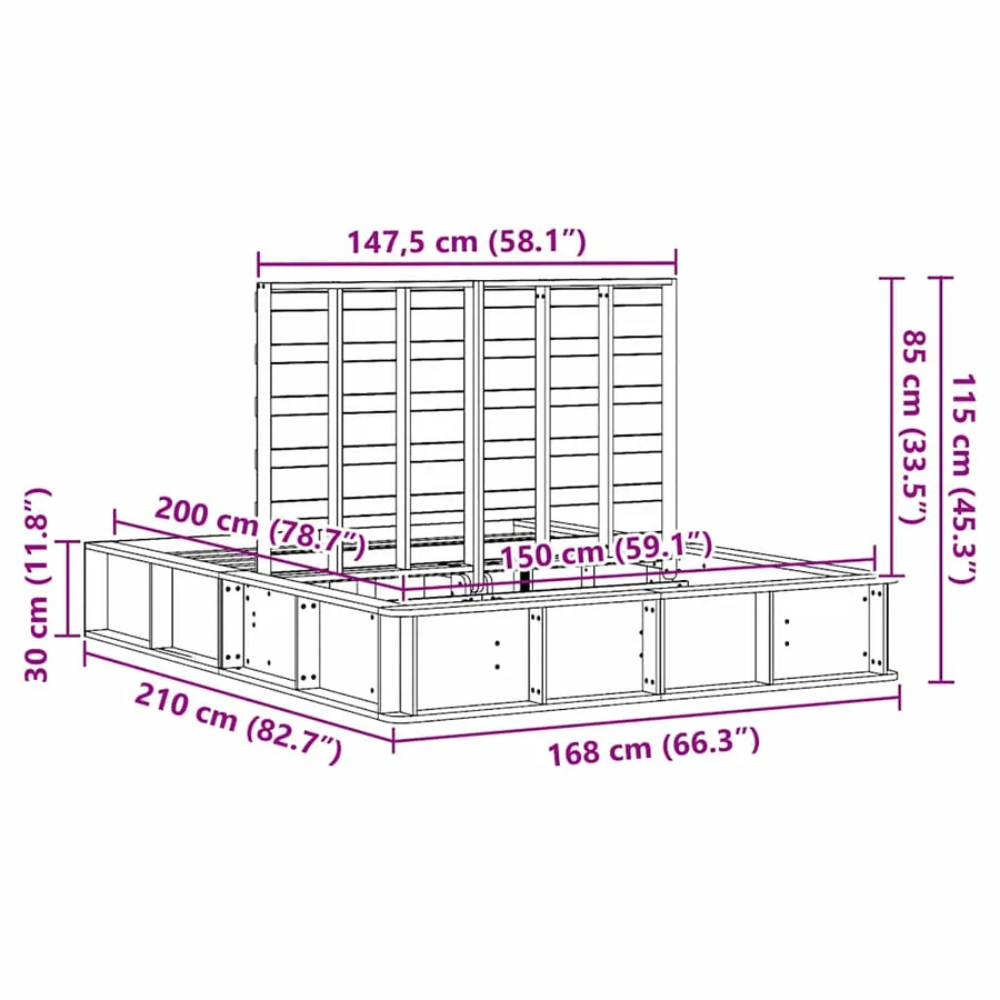 Cadre de lit Blanc 150 x 200 cm Bois de pin massif - 12