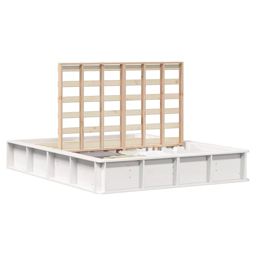Cadre de lit Blanc 150 x 200 cm Bois de pin massif - 2
