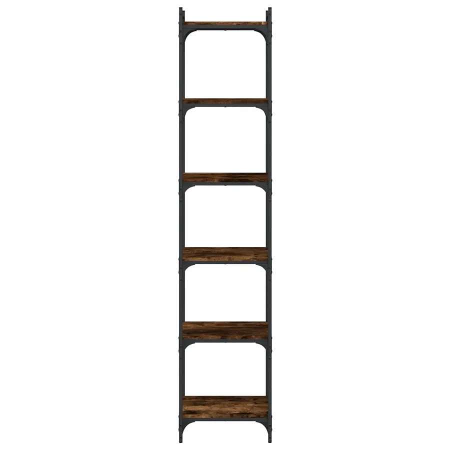 Bibliothèque 6 niveaux chêne fumé 40x30x188cm bois d'ingénierie - 4