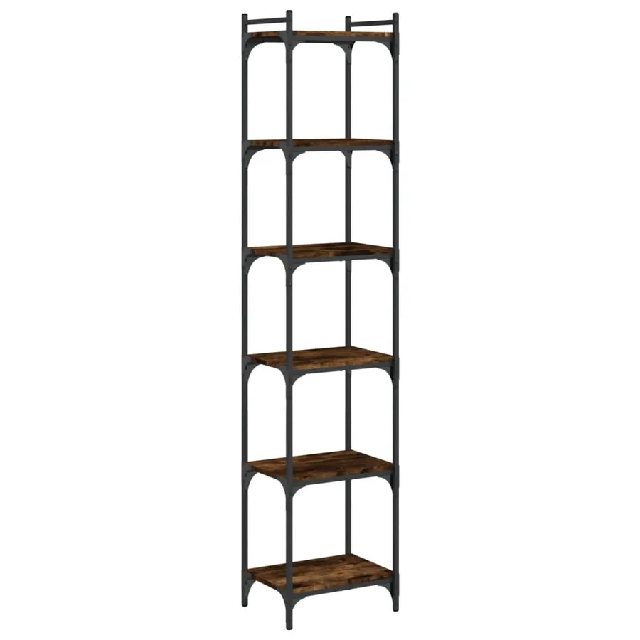 Bibliothèque 6 niveaux chêne fumé 40x30x188cm bois d'ingénierie - 6