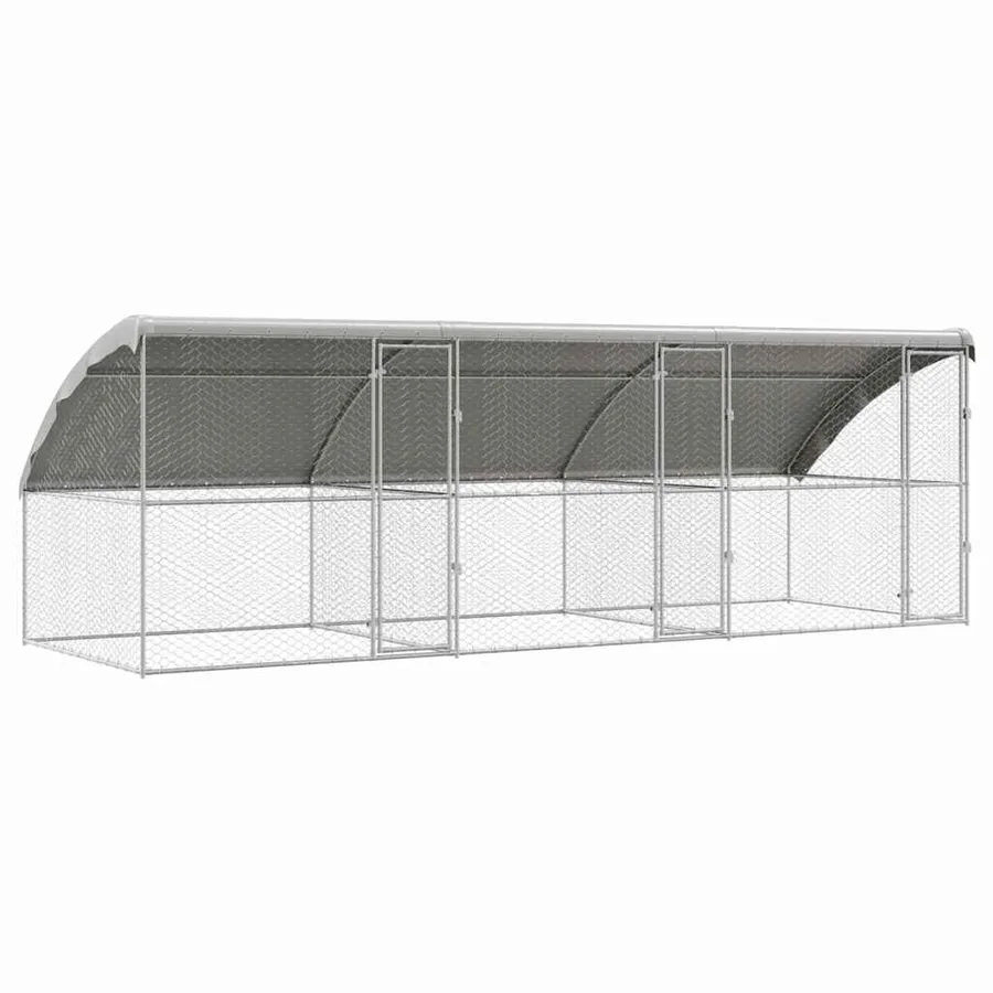 Kennel pour Chiens 3 pcs Argenté 6 x 2 x 2 m Acier galvanisé - 2