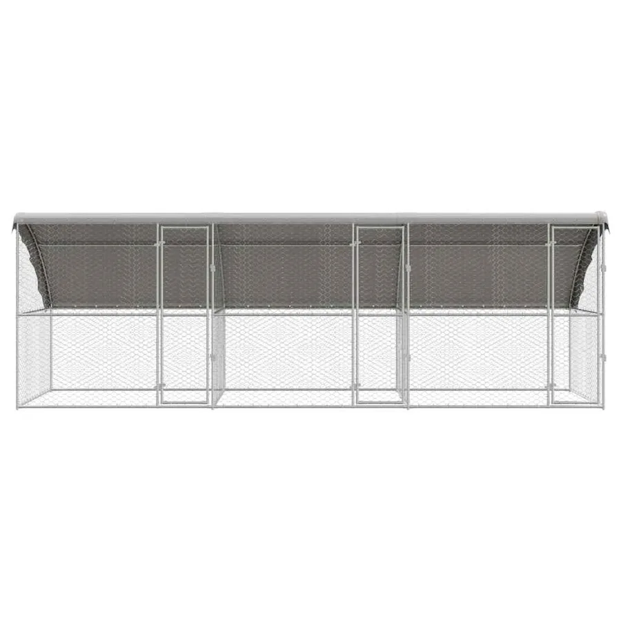 Kennel pour Chiens 3 pcs Argenté 6 x 2 x 2 m Acier galvanisé - 4