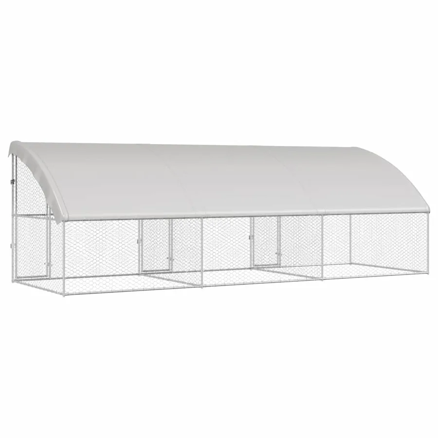 Kennel pour Chiens 3 pcs Argenté 6 x 2 x 2 m Acier galvanisé - 6