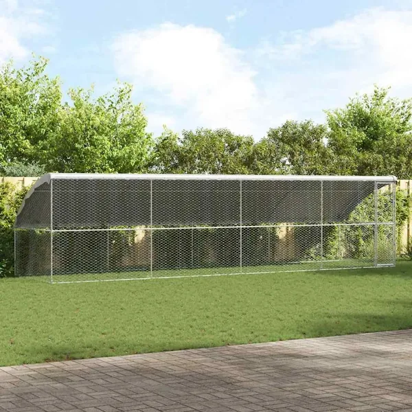 Kennel pour Chiens 4 pcs Argenté 8 x 2 x 2 m Acier galvanisé